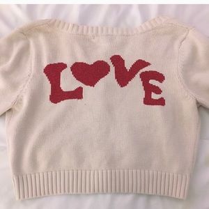 Betsey Johnson cropped Embellished LOVE cardigan
